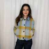 CASACO AZUL E MOSTARDA