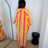 VESTIDO ÉTNICO AMARELO E ROSA