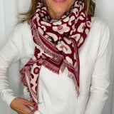 LENÇO BORDEAUX MALHA TRIÂNGULO ANIMAL PRINT