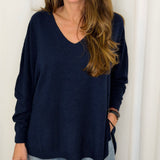 CAMISOLA DECOTE CANELADO AZUL MARINHO