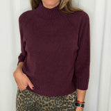 CAMISOLA MALHA MEIA GOLA BORDEAUX