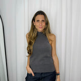 TOP MALHA HALTER CINZA