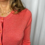 CARDIGAN MALHA CORAL