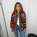 KIMONO VELUDO VERDE COM BORDADOS
