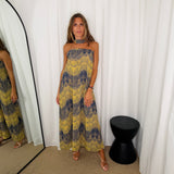 VESTIDO CAI CAI VERDE LIMA E AZUL COM ECHARPE