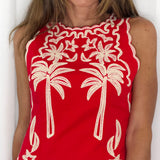 VESTIDO VERMELHO BORDADOS PALMEIRAS