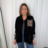 KIMONO VELUDO PRETO COM BORDADOS