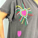 KIMONO CASTANHO COM BORDADOS