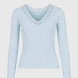 CAMISOLA ALGODÃO COM RENDA AZUL PASTEL