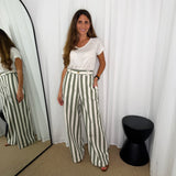 CALÇAS RISCAS CRU E CAQUI