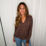 CARDIGAN MALHA CASTANHO