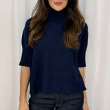 CAMISOLA MALHA MEIA GOLA AZUL MARINHO LARGA