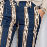 CALÇAS AZUIS ESTAMPADAS