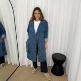 BF - CASACO SARJA AZUL JEANS ANIMAL PRINT