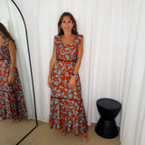 VESTIDO TELHA FOLHAS