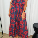 VESTIDO AZUL MARINHO FLORES