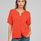 CARDIGAN ALGODÃO CORAL