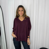 CAMISOLA MALHA DECOTE CANELADO BORDEAUX