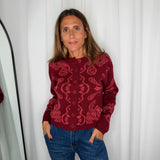 CARDIGAN MALHA BORDEAUX ESTAMPADO