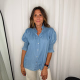 CAMISA GOLA FAVOS AZUL JEANS CLARO