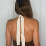 VESTIDO HALTER CASTANHO