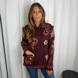 CASACO MALHA ESTAMPADO BORDEAUX
