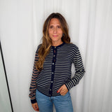 CARDIGAN AZUL MARINHO RISCAS