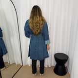 BF - CASACO SARJA AZUL JEANS ANIMAL PRINT