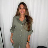 CAMISA LINHO CAQUI