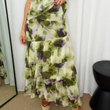 CONJUNTO TOP E SAIA MANCHAS VERDE