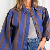 CAMISA RISCAS AZUL E CASTANHO