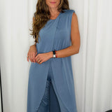 CONJUNTO TOP E CALÇAS AZUL JEANS