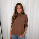 CAMISOLA MALHA MEIA GOLA CAMEL LARGA
