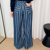 CALÇAS RISCAS AZUL JEANS
