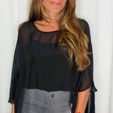 TÚNICA FLUIDA SEDA PRETO