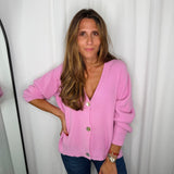 CARDIGAN CANELADO ROSA