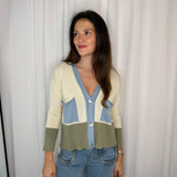 CARDIGAN CRU AZUL E VERDE