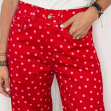 CALÇAS POLKA DOT VERMELHO E ROSA