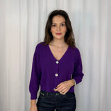 CARDIGAN MALHA CANELADO ROXO