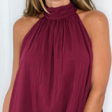 VESTIDO HALTER BORDEAUX