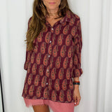 CAMISA ESTAMPADA BORDEAUX