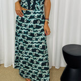 CONJUNTO TOP E SAIA AZUL