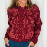 CARDIGAN MALHA BORDEAUX ESTAMPADO