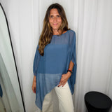 TÚNICA SEDA AZUL JEANS