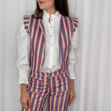 COLETE RISCAS LILÁS E CORAL