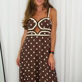 VESTIDO CASTANHO POLKA DOTS
