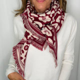 LENÇO BORDEAUX MALHA TRIÂNGULO ANIMAL PRINT