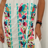 KAFTAN BRANCO BORDADOS TURQUESA