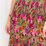 VESTIDO CAQUI FLORES