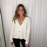 CARDIGAN MALHA CANELADO CRU